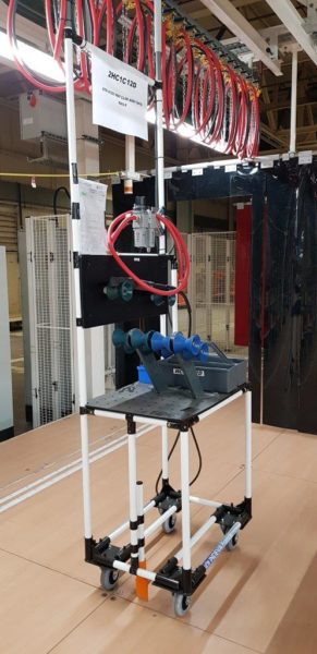 work station with kitting presentation along line in automotive industry