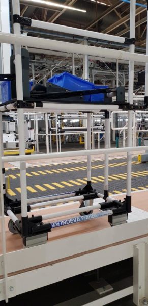 Work station trolley along production line