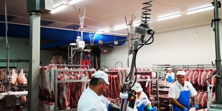 Industria Alimentare: movimentazione di carni con manipolatore in acciaio inox